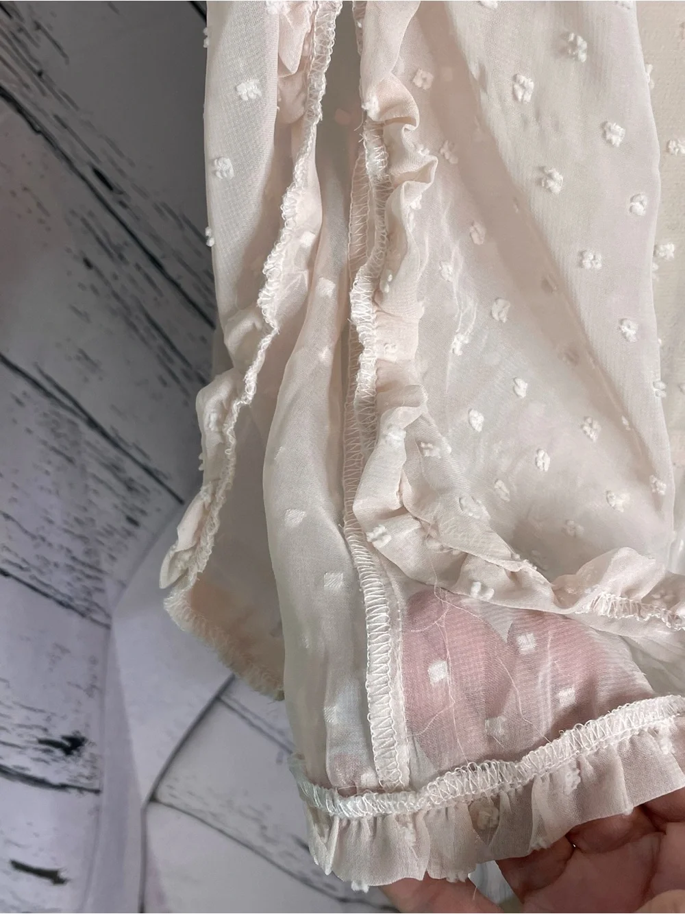 NWT Hyfve Cream Swiss Dot Ruffle Chiffon Mini Dress Boho S - Picture 3 of 7